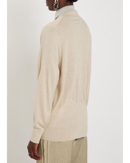 Acne Natural Layered-Effect Silk And Wool-Blend Polo Top