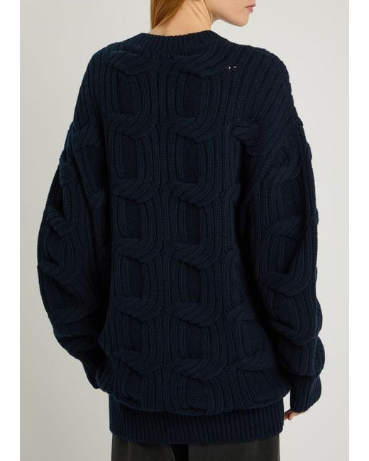 Stella McCartney Blue Cable-Knit Wool Cardigan