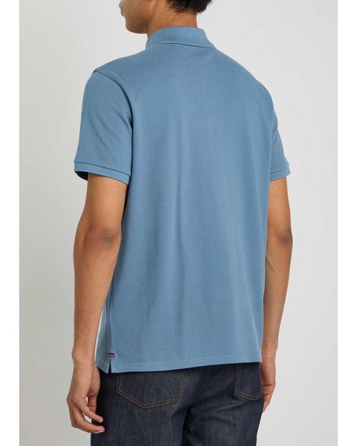 Moncler Blue Logo-Appliquéd Piqué Cotton Polo Shirt for men