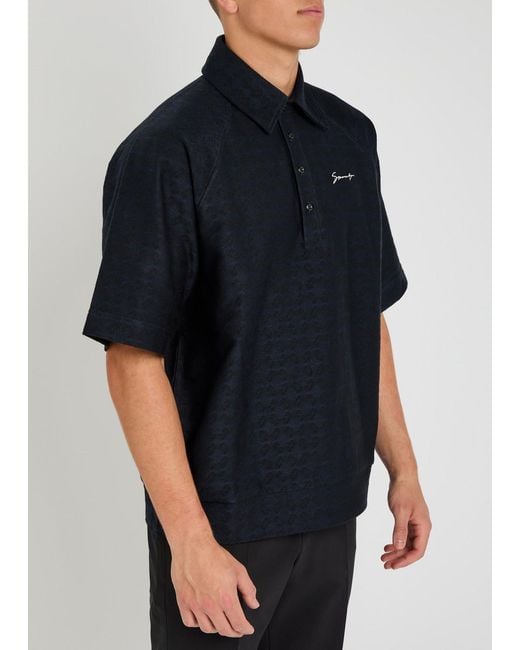 Givenchy Blue Patterned-Intarsia Cotton Polo Shirt for men