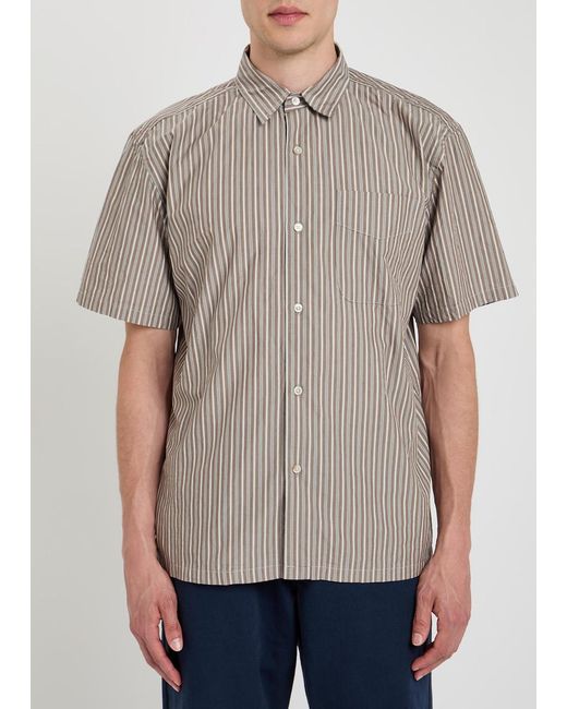 Forét Gray Striped Cotton Shirt for men