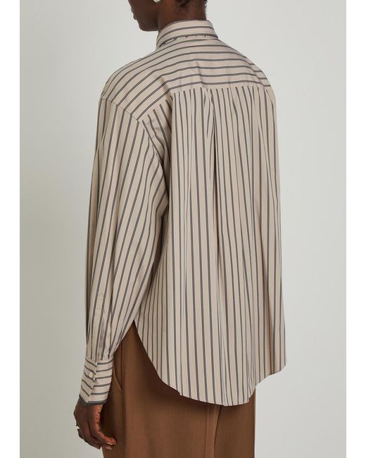 Brunello Cucinelli Natural Striped Tie Cotton-Poplin Shirt