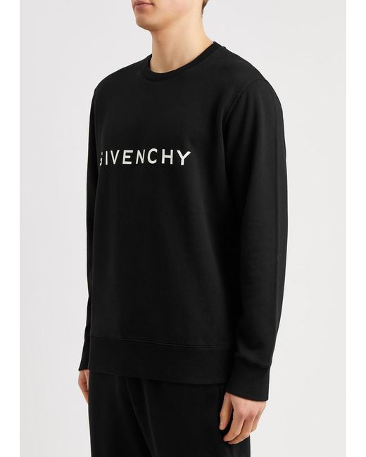 Givenchy Black Logo-print Cotton Sweatshirt for men
