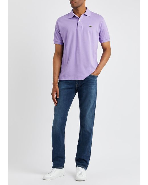 Lacoste Piqué Cotton Polo Shirt in Purple for Men | Lyst