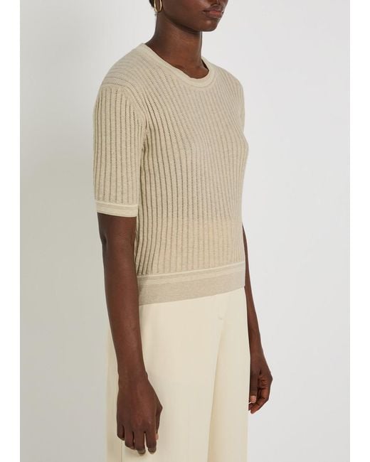 Tod's Natural Cropped Cotton-Knit T-Shirt