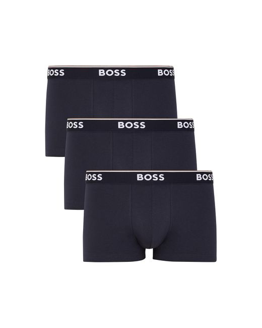 Boss Blue Stretch-Cotton Boxer Trunks for men