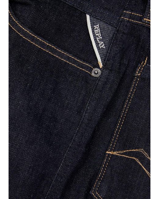 Replay Blue Anbas Hyperflex Re-used Slim-leg Jeans for men