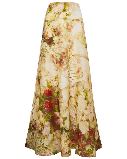 Zimmermann Yellow Luminosity Floral-print Silk Maxi Skirt