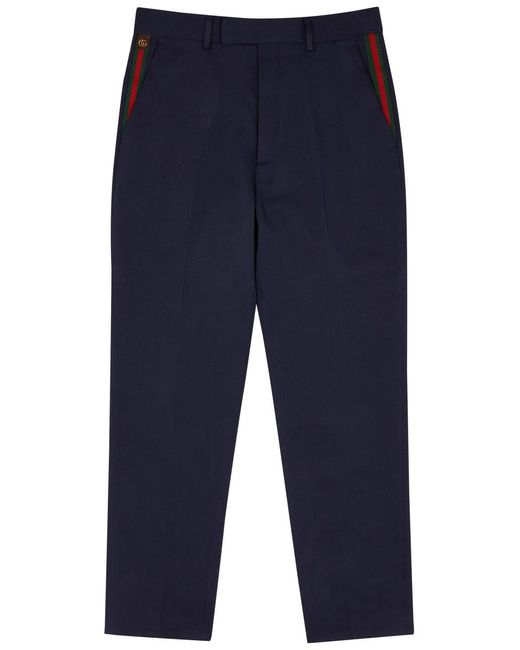 Gucci Blue Straight-Leg Cotton Chinos for men