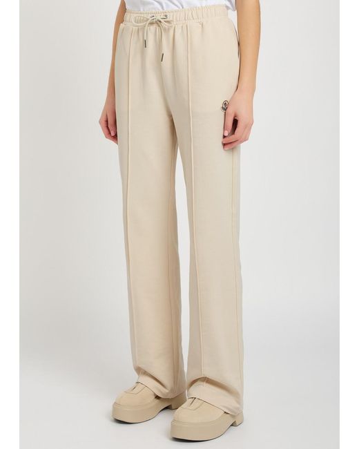 Moncler Natural Pintuck Straight-Leg Cotton Sweatpants