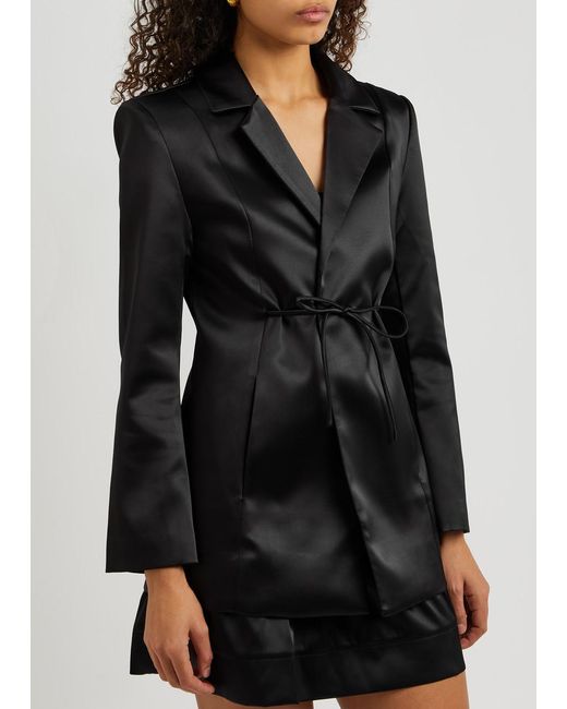 Ganni Black Tied Satin Blazer