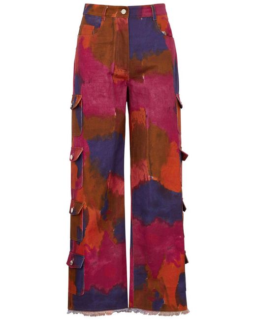 Helmstedt Red Bella Tie-dyed Straight-leg Cargo Jeans