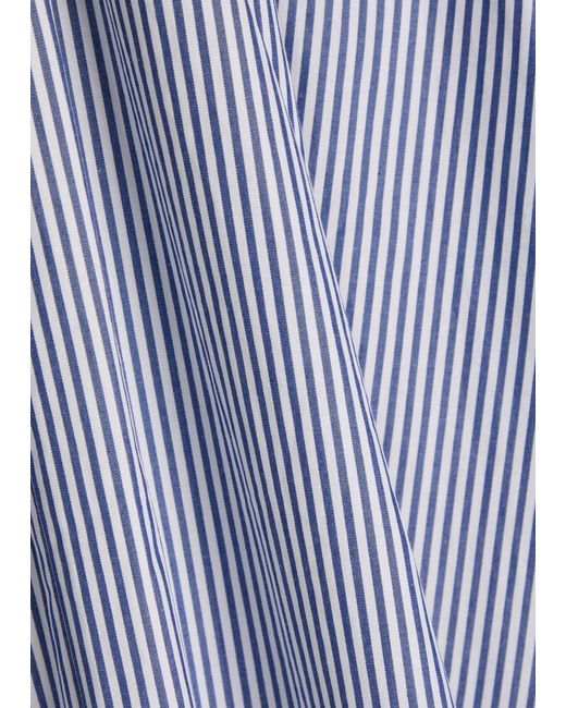 Suzie Kondi Blue Kyria Striped Cotton-Poplin Midi Skirt