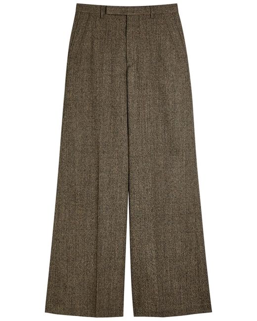 Rick Owens Green Pantaloni Wide-Leg Wool Trousers