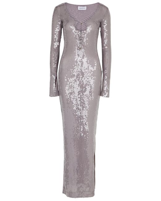 16Arlington Solaria Sequin-embellished Maxi Dress in Gray | Lyst