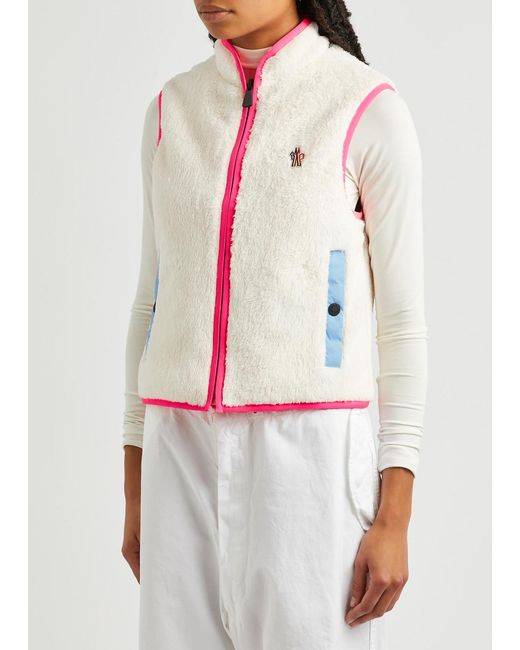 Moncler Pink Day-namic Reversible Faux Fur And Shell Gilet