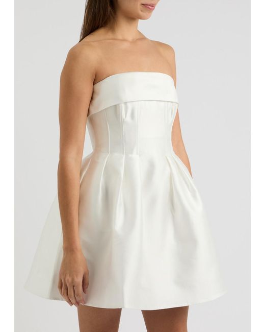 Rebecca Vallance White Cristine Strapless Satin Mini Dress
