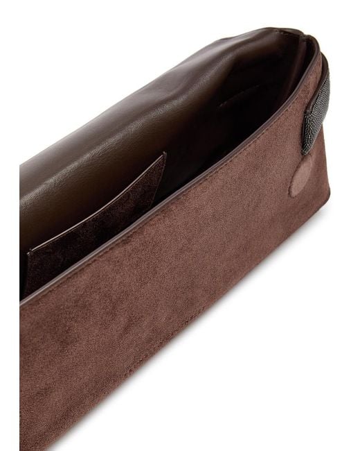 Brunello Cucinelli Brown Suede Top Handle Bag
