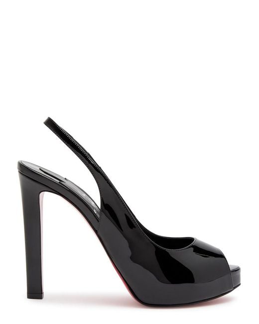 Christian Louboutin Black Lady Fanny 120 Patent Leather Slingback Sandals