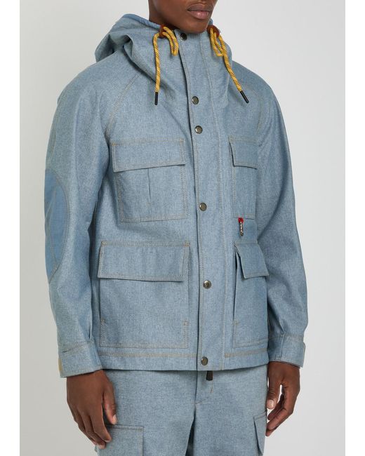 Moncler Blue Field Waterproof Hooded Denim Jacket for men