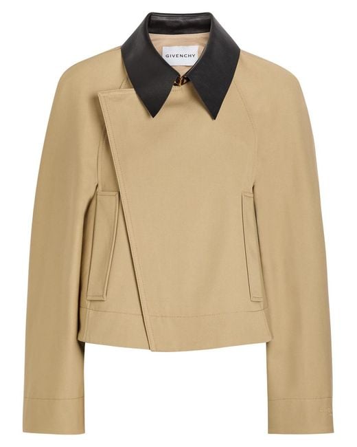 Givenchy Natural Leather-Collar Twill Jacket