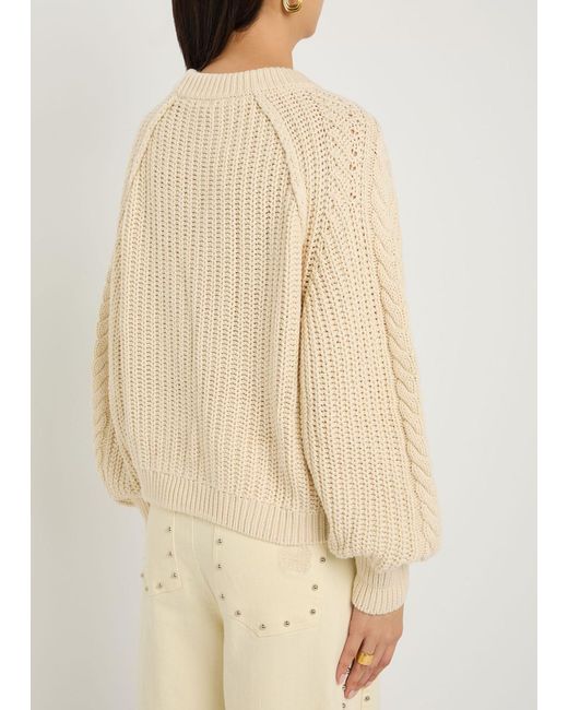 Free People Natural Frankie Cable-Knit Cotton Jumper