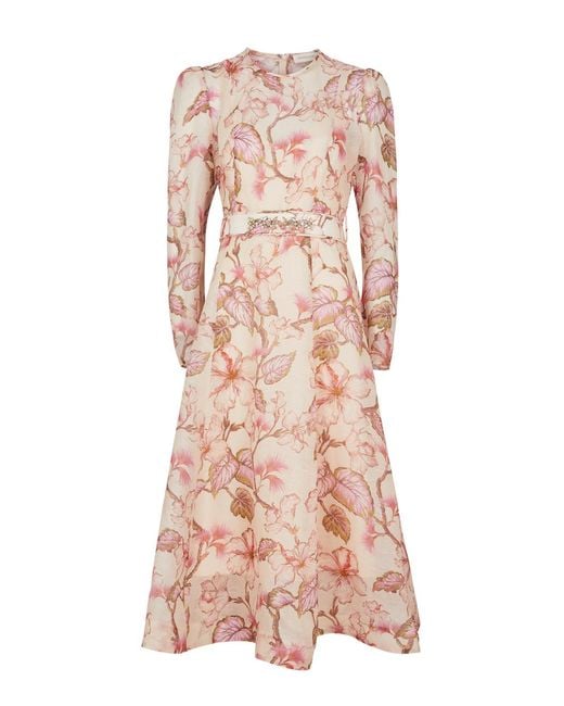Zimmermann Pink Matchmaker Floral-Print Organza Midi Dress