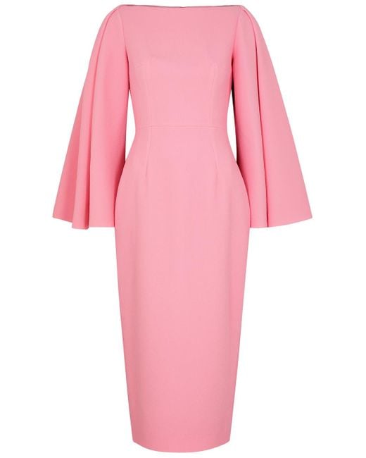 Emilia Wickstead Switzy Cape-effect Midi Dress in Pink | Lyst