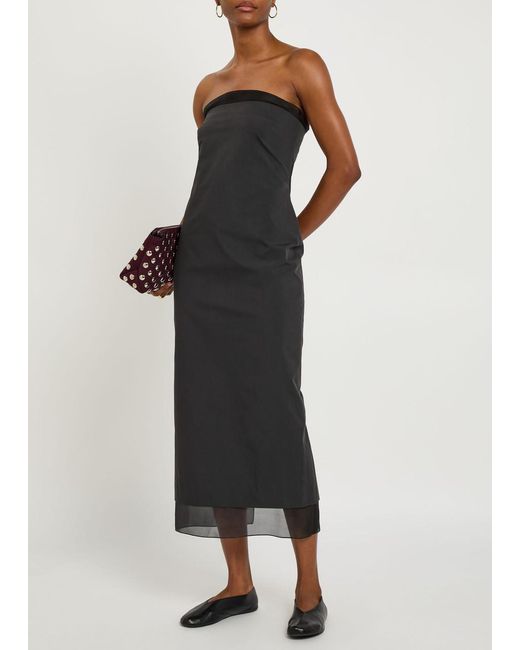 Voranida Black Tylyn Strapless Cotton-Poplin Midi Dress