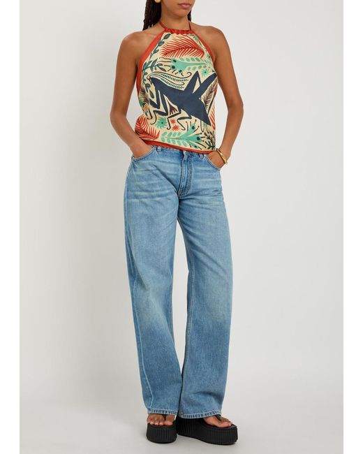 Etro Gray Printed Silk Triangle Top