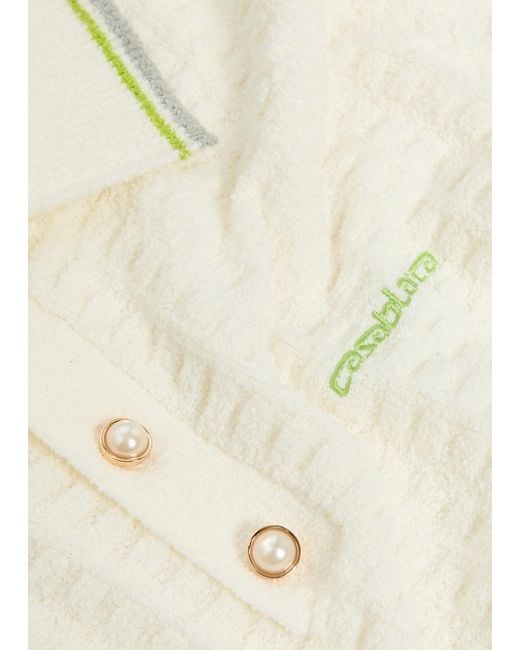Casablanca White Tennis Bouclé Polo Shirt for men