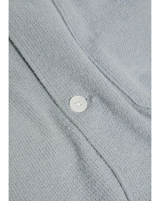 FRAME Gray Textured-Knit Cotton-Blend Shirt for men