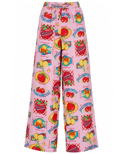 Damson Madder Red Chlo Printed Cotton-Blend Trousers