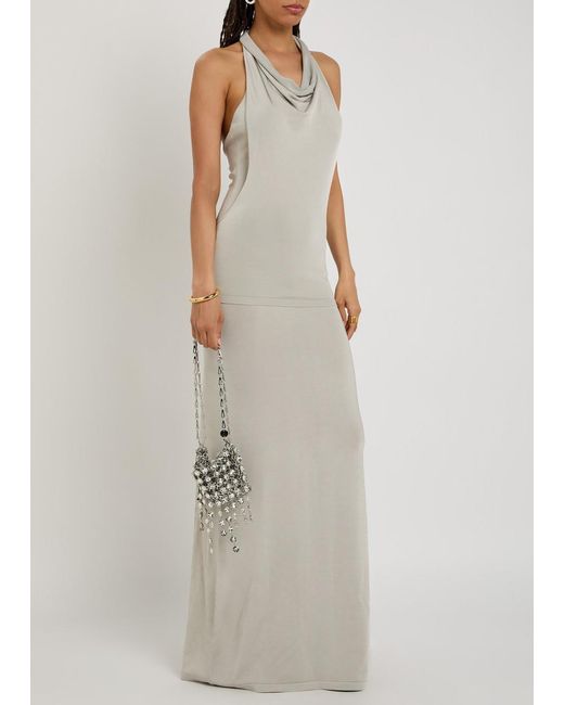 AYA MUSE White Sereno Halterneck Knit Maxi Dress