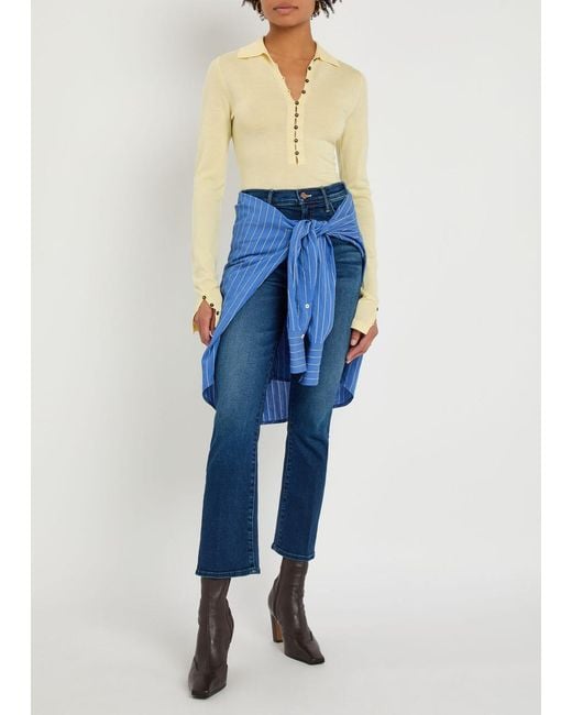 Mother Blue The Hustler Ankle Flared-Leg Jeans