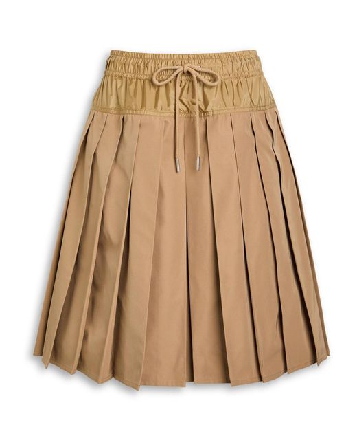 Moncler Natural Pleated Woven Mini Skirt