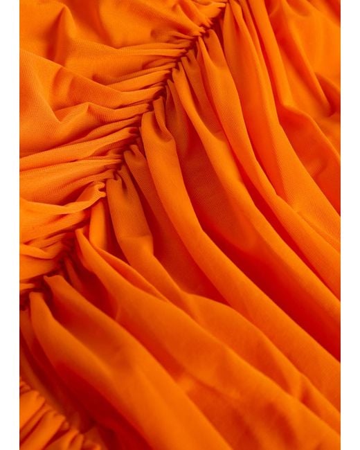 Ronny Kobo Orange Wrenley Ruched Tissue Jersey Midi Dress