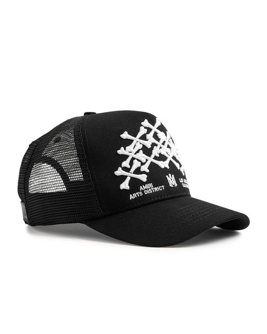 Amiri Black Bones Embroidered Trucker Hat for men