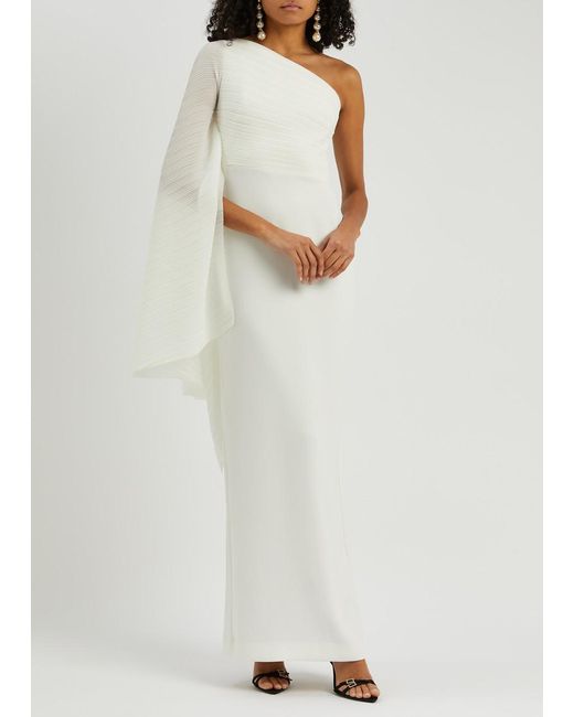 Solace London White Lillia One-shoulder Maxi Dress