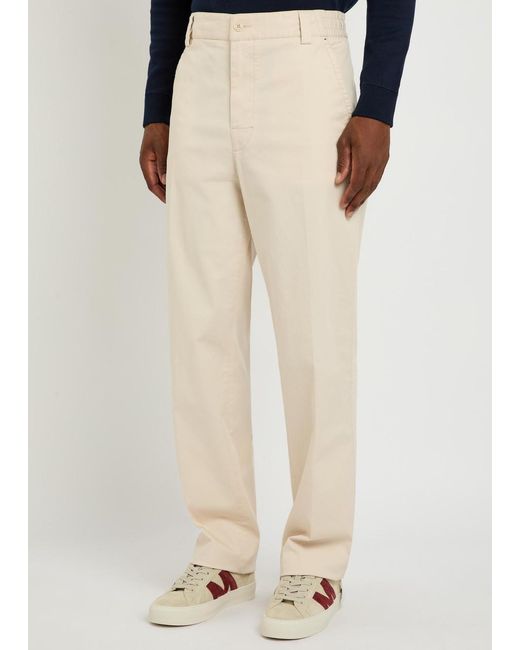 Moncler Natural Straight-Leg Stretch-Cotton Trousers for men