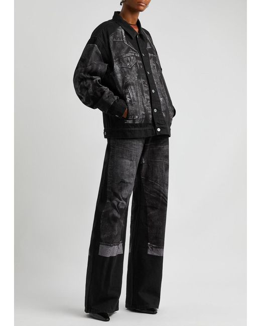 Jean Paul Gaultier Black Trompe L'oeil Printed Denim Jacket
