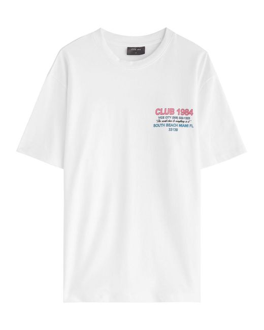 Club 1984 White Live Fast Printed Cotton T-Shirt for men