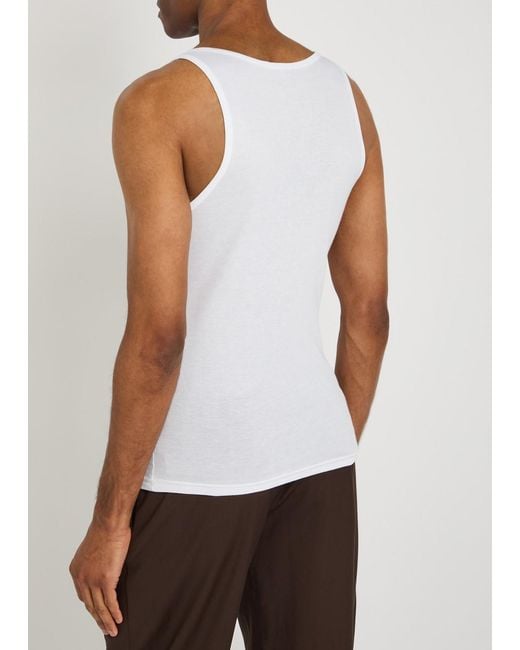 Tom Ford White Ribbed Logo Jersey Tank for men