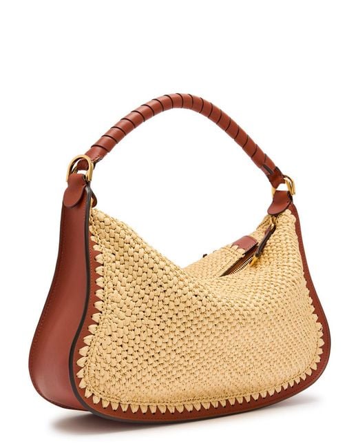 Chloé Brown Marcie Leather And Raffia Shoulder Bag