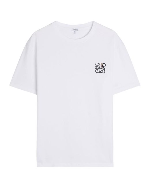 Loewe White Anagram-Embroidered Cotton T-Shirt for men