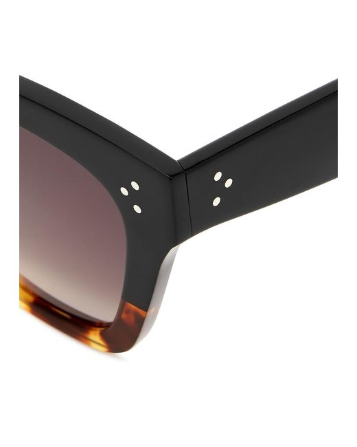 Céline Black Square-Frame Sunglasses Graduated Lenses, Tortoiseshell Frame Trim, 100% Uv Protection