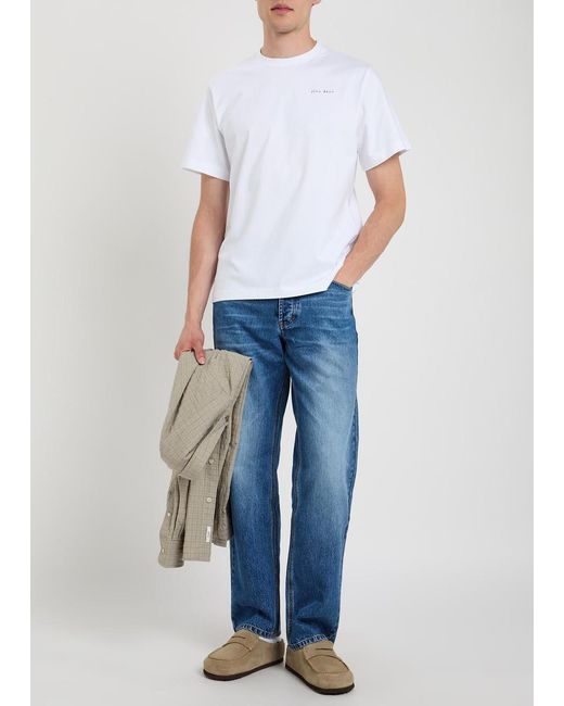 Forét White Embroidered Cotton T-Shirt for men