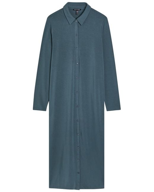 Eileen Fisher Blue Stretch-Jersey Midi Shirt Dress