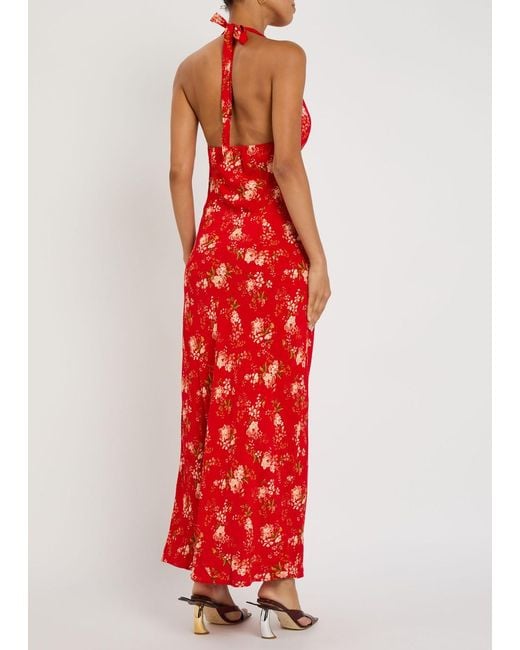 Never Fully Dressed Red Floral-Print Crepe Maxi Dress