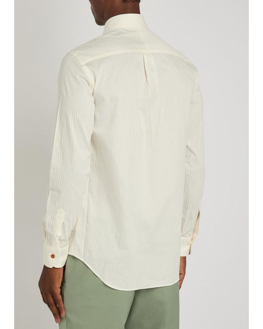 Paul Smith White Striped-Jacquard Cotton And Silk-Blend Shirt for men